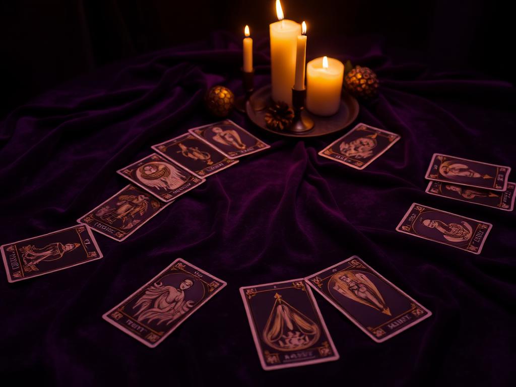 Cartas de tarot à luz de velas