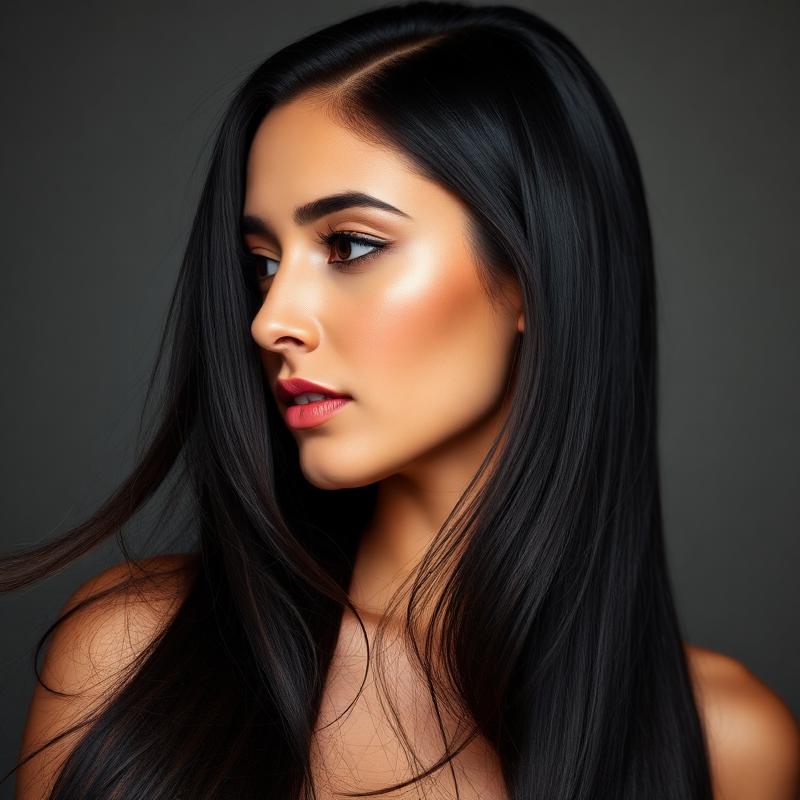 Cabelo escuro alinhado